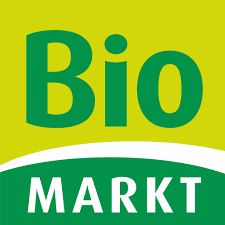 Logo mit dem Text "Bio Markt" in Grün auf gelbem und weißem Hintergrund.